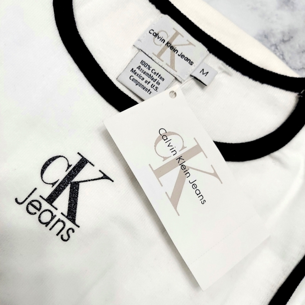 CALVIN KLEIN Juniors Sleeveles Tank Cami Crop Top Shirt with Ringer